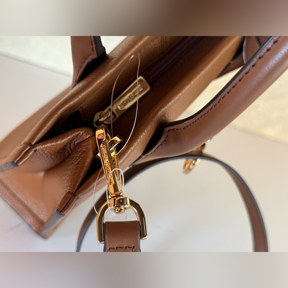 Michael Kors Mirella Small Shopper Tote Shoulder Bag Brown Luggage - Picture 11 of 15